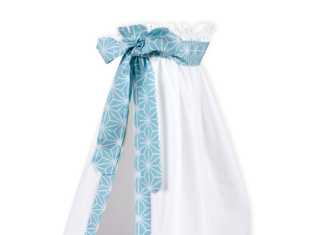 Bed Canopy White Diamante on Pastel Blue