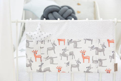 Bed bag small fawns gray orange on white