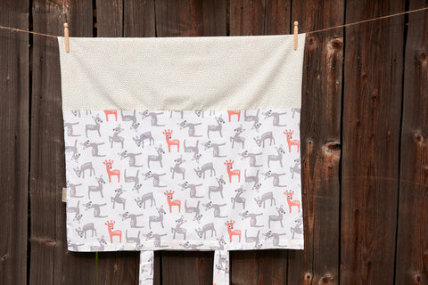 Cover for changing table mat for small fawns, gray orange on white