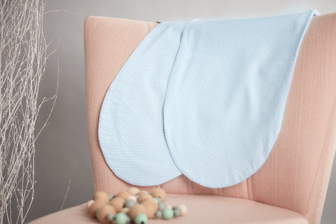 Nursing pillow cover small leaves light blue on white