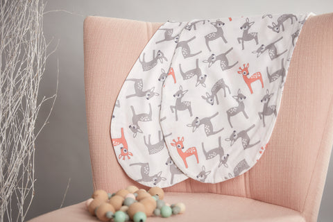 Nursing pillow cover small fawns gray orange on white