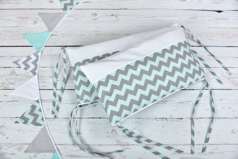 Nest plain white chevron light gray and mint