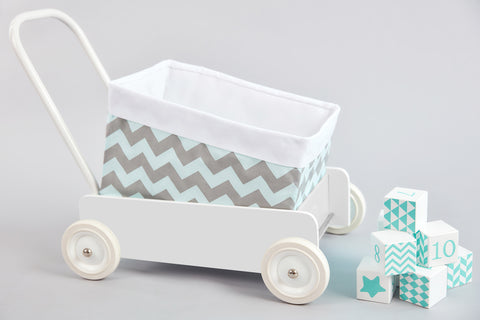 Basket plain white chevron light gray and mint