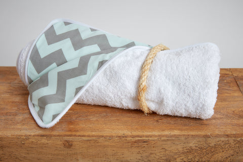 Chevron changing mat light gray and mint