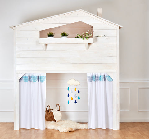 Loft bed curtains white arrows on blue white arrows on gray