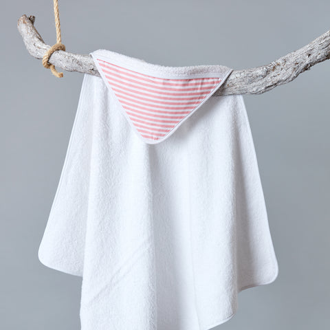 Hooded towel stripes pink