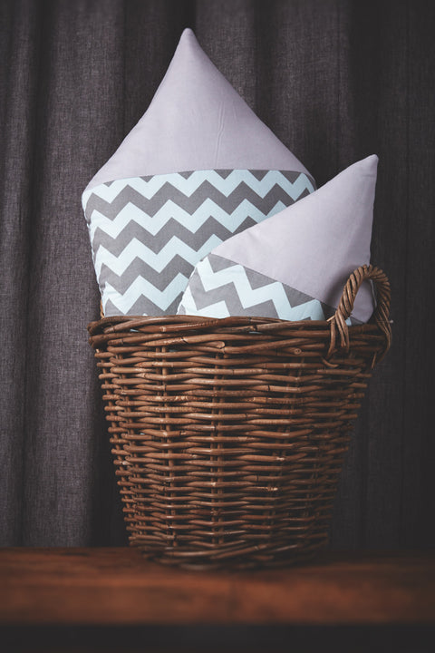 Fabric house plain gray chevron light gray and mint