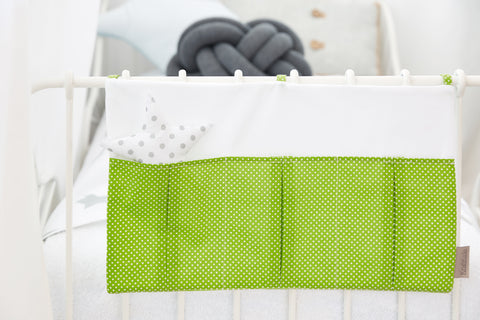 Bed bag plain white white dots on green