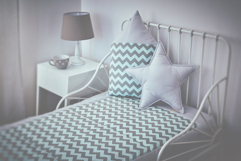 Bedspread plain gray chevron light gray and mint