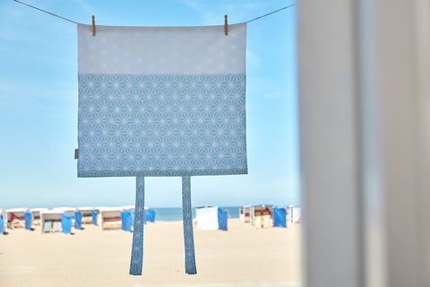 Cover for changing table mat white diamonds on pastel blue