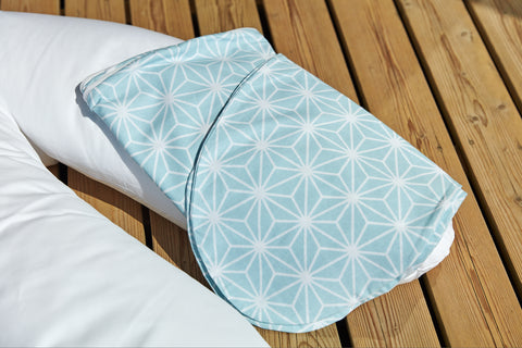 Nursing pillow cover white diamonds on pastel blue