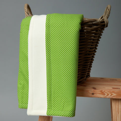 Baby blanket white dots on green