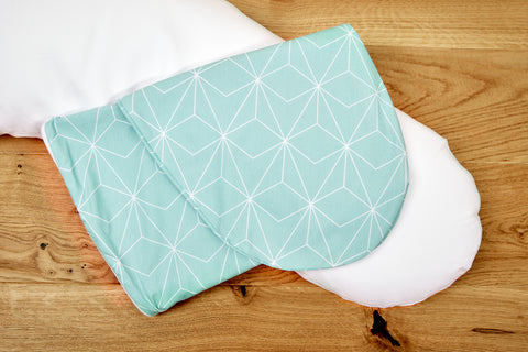 Nursing pillow cover white thin diamonds on mint