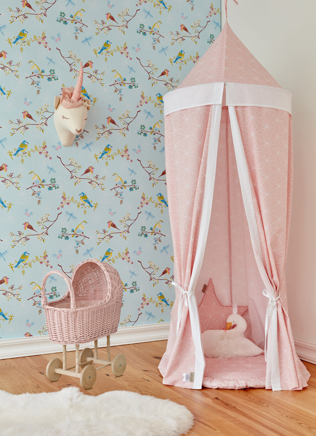 Hanging tent white thin diamante on dusky pink