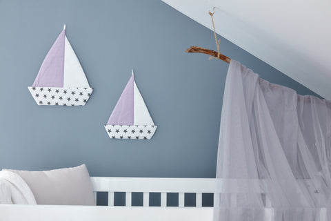 Sailboat small grey stars on white