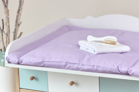 Matelas à langer pois blancs sur violet