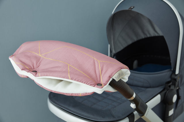 Stroller Muff Gold Lines on Pink