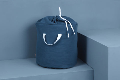 Toy basket muslin blue