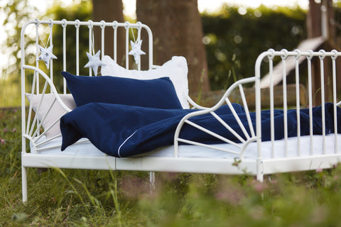 Set biancheria da letto in mussola blu scuro