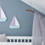 Voilier blanc demi-cercles sur pastel menthe