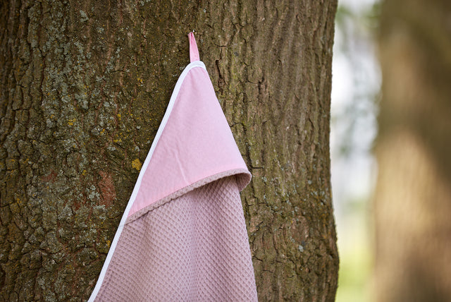 Hætte håndklæde almindelig pink vaffel piqué pink