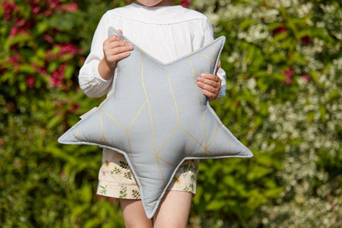 Stjernepude gyldne linjer på grå