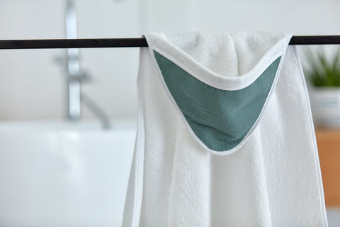 Hooded towel muslin nile blue