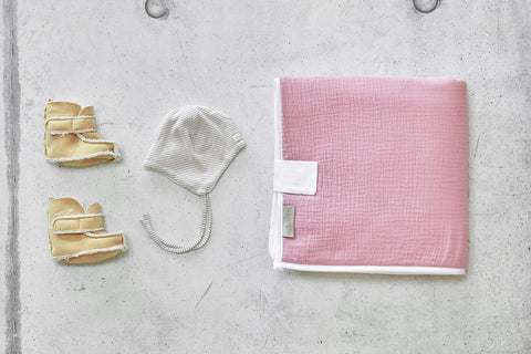 Travel changing mat muslin pink