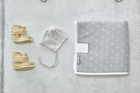 Travel changing mat muslin gray anchor