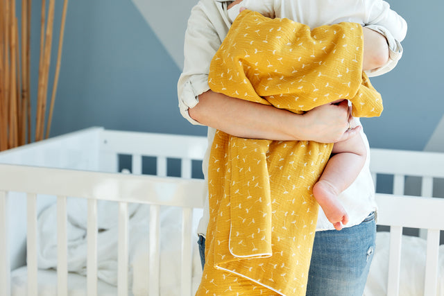 Couverture bébé mousseline pissenlit jaune