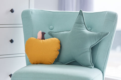 Coussin étoile mousseline Bleu Nil