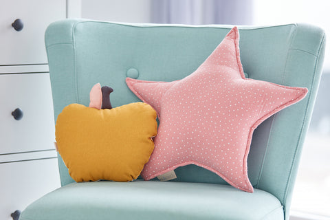 Star cushion muslin pink dots