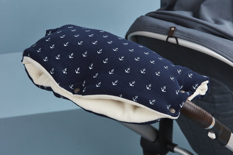 Stroller muff muslin dark blue anchor