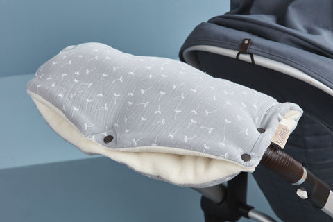 Stroller muff muslin gray dandelions