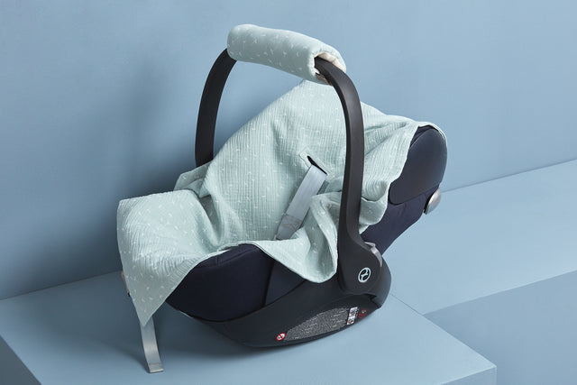 Couverture bébé pour siège bébé été mousseline menthe pissenlits