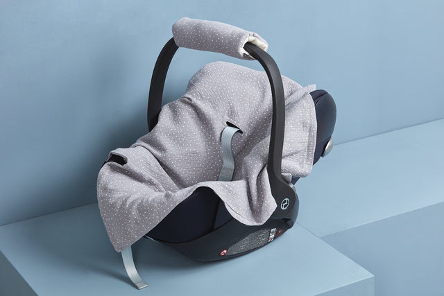 Couverture bébé pour porte-bébé mousseline d'été pois gris