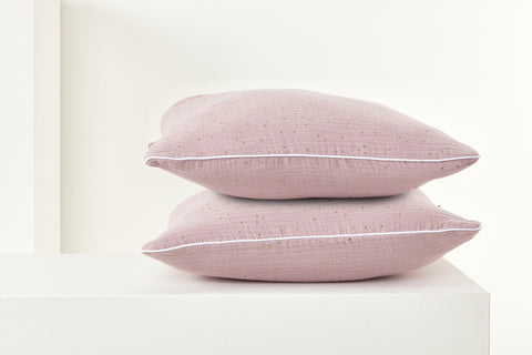 Cushion cover muslin golden dots on pink