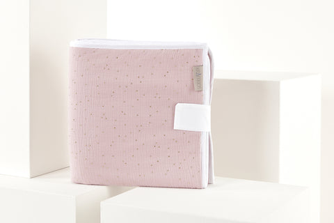 Travel changing mat muslin golden dots on pink