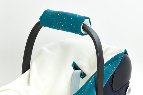 Arm protector baby seat muslin golden dots on petrol