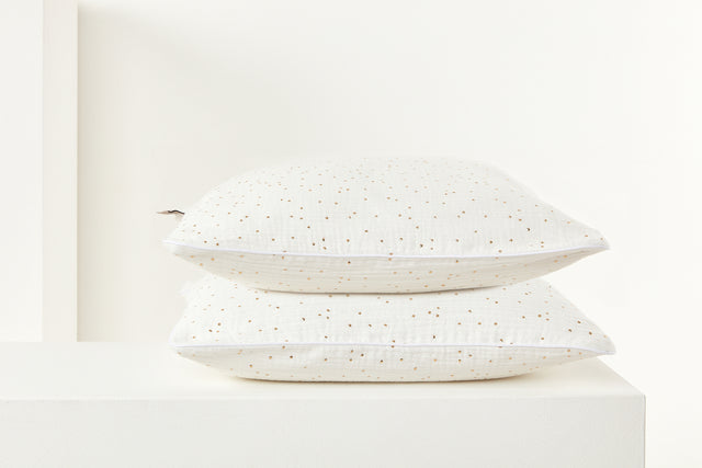 Cushion cover muslin gold dots on white