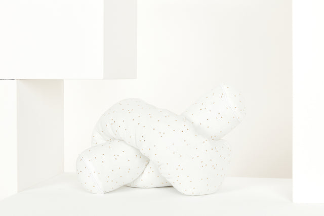 Changing table border muslin gold dots on white
