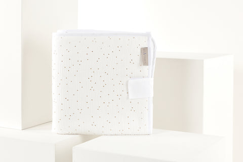 Travel changing mat muslin golden dots on white