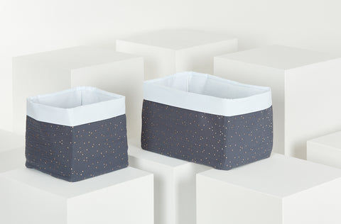 Basket muslin golden dots on gray