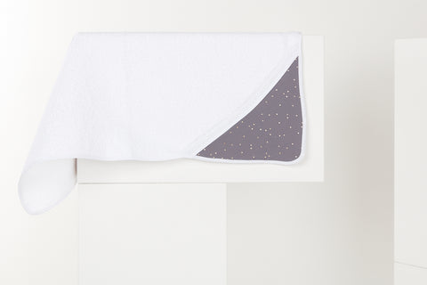 Hooded towel muslin golden dots on gray