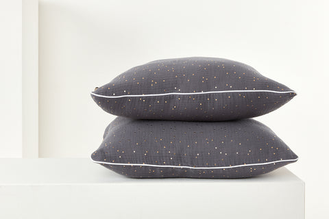 Cushion cover muslin golden dots on gray