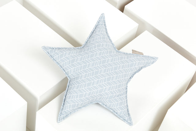 Star pillow white feather pattern on grey