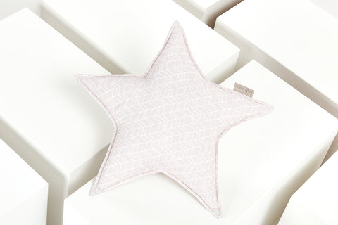 Stjernepude hvidt fjermønster på pink