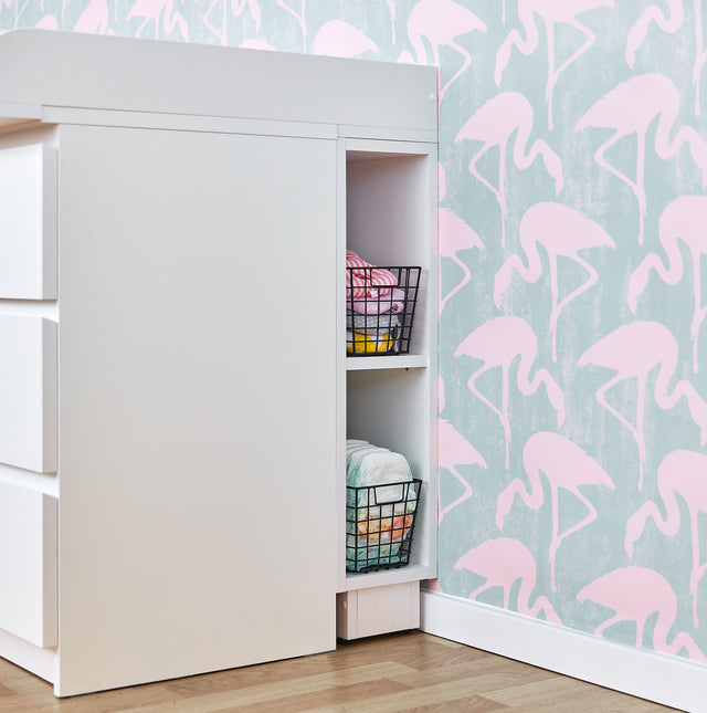 Storage shelf for changing table white suitable for MALM chest of drawers