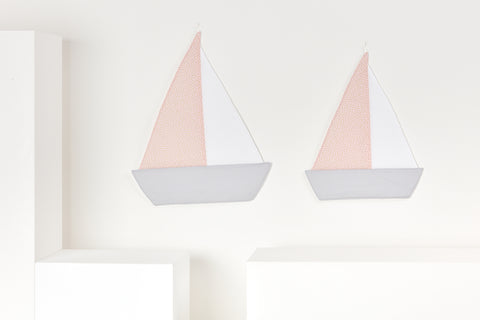 Sailboat golden irregular dots on pink