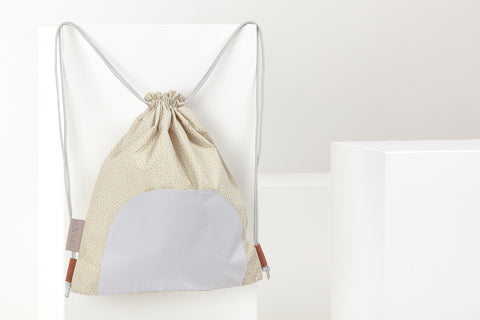 Drawstring bag golden irregular dots on olive green